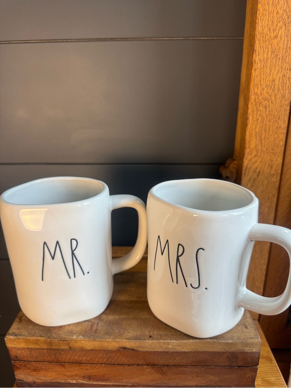 Rae Dunn White MR. and MRS. Ceramic Mug Set